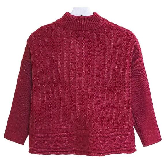 New LULURAIN Big Girl's Cable-Knit Boxy Sweater with PomPom Beanie Hat Set - Picture 4 of 7